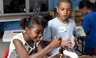 Children use everyday materials to create engineering projects