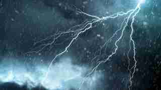 Lightning strikes during a rain storm