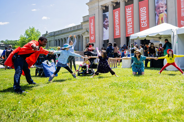 Guests participate in an outdoor science activity