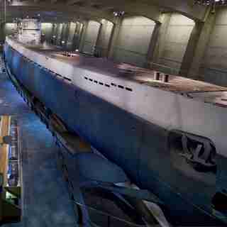 U-505 submarine indoors in exhibit