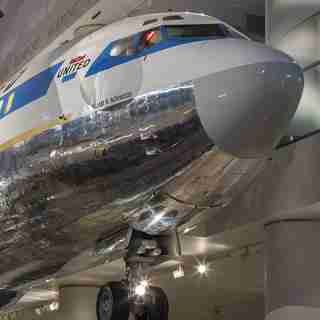 Planes indoors (featuring United 727) in the Transportation Gallery exhibit